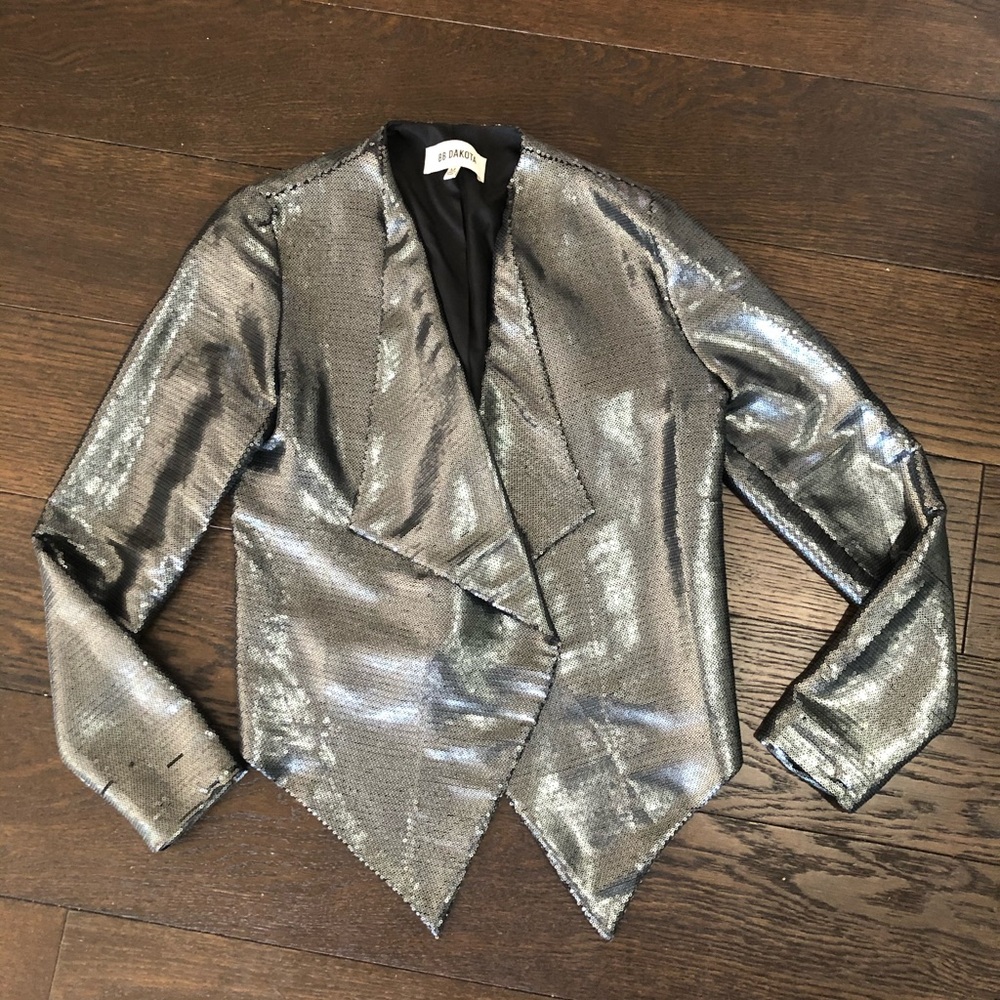 BB Dakota Sequin Blazer - Gunmetal - Size L